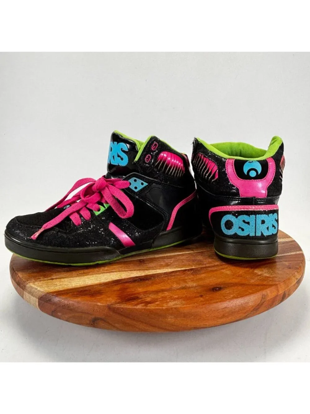 Osiris NYC 83 Womens Size 9 High-Top Sneakers Vintage Black Pink Green Shoes